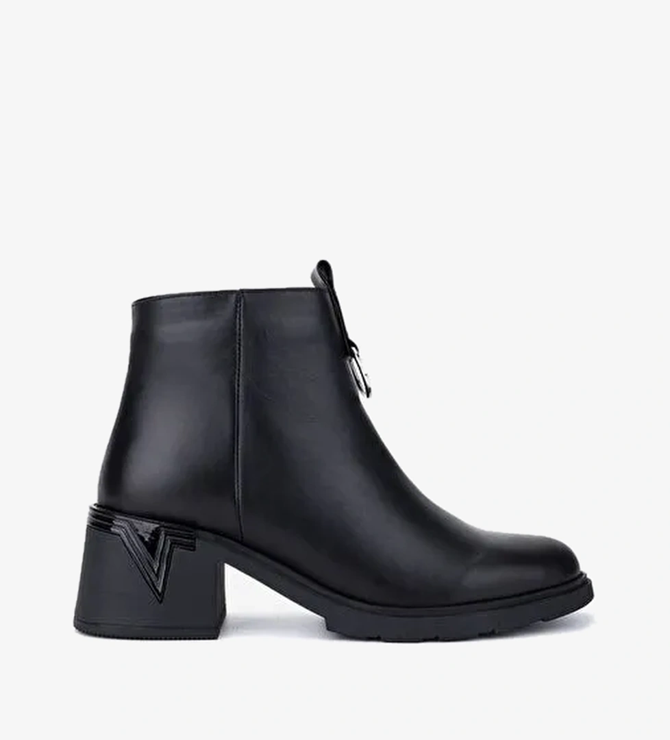 Valmenti Kadın Hakiki Deri Siyah Topuklu Bot - Görsel 1