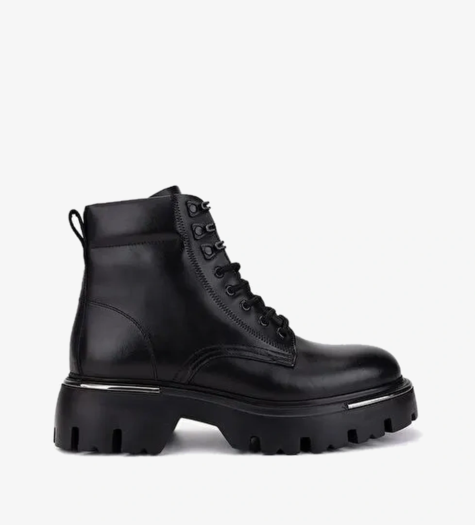 Valmenti Erkek Hakiki Deri Siyah Casual Bot - Görsel 1