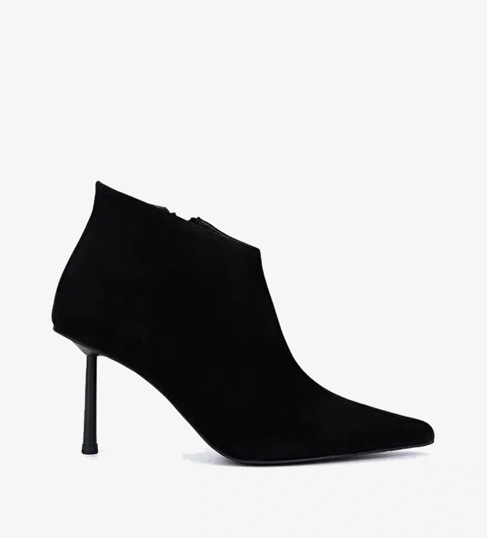 Tamer Tanca Kadın Siyah Süet Topuklu Bot - Görsel 1