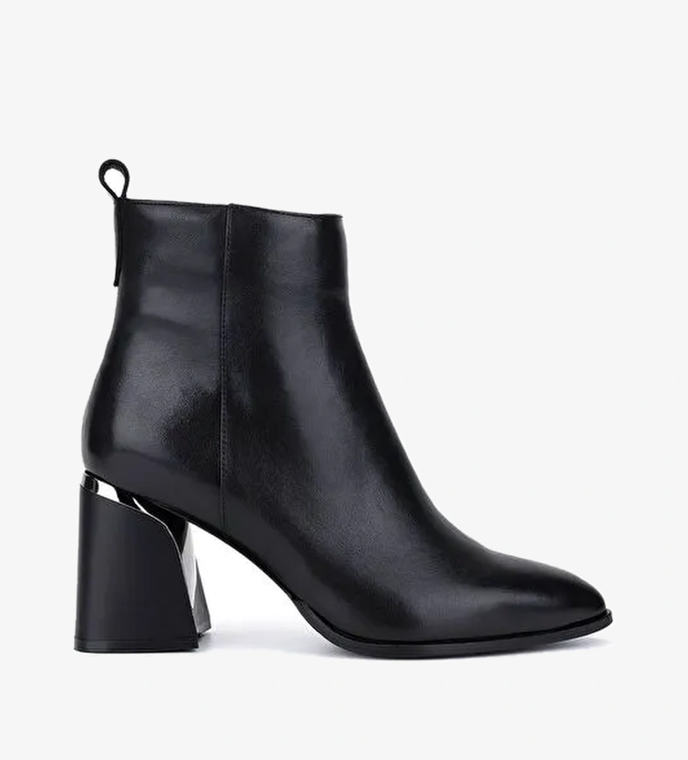 Tamer Tanca Kadın Siyah Deri Topuklu Bot - Görsel 1