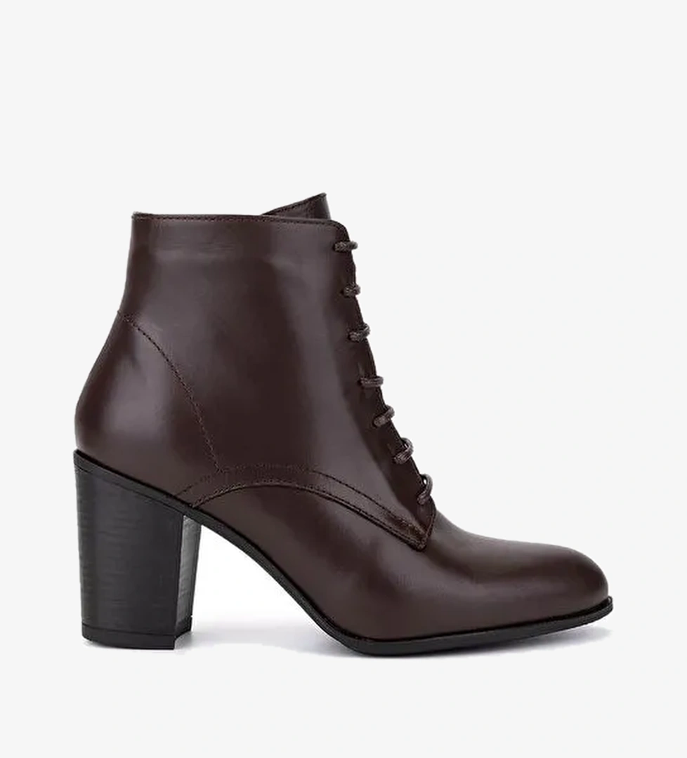 Tamer Tanca Kadın Hakiki Deri Kahverengi Topuklu Bot - Görsel 1