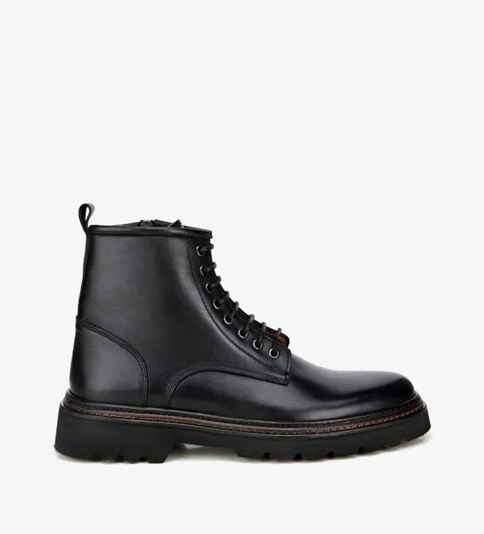 Erkek Deri Siyah Fermuarlı Kalın Tabanlı Casual Bot 02BOH312250A100 - Görsel 1