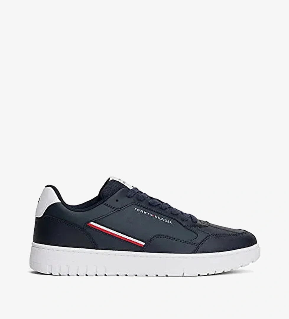 Tommy Hilfiger Lacivert Erkek Sneaker TH BASKET CORE STRIPES - Görsel 1