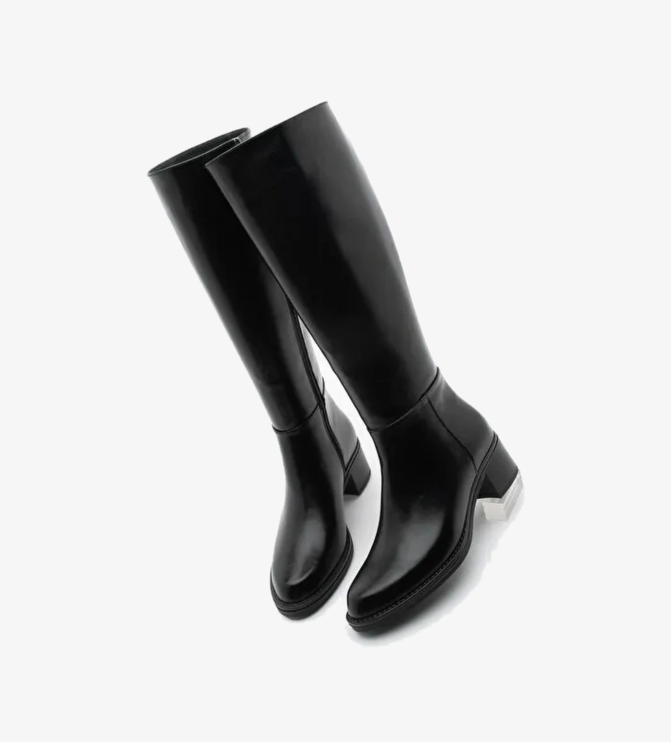 Kadın Fermuarlı Günlük Topuklu Çizme Fabes Siyah - Görsel 1