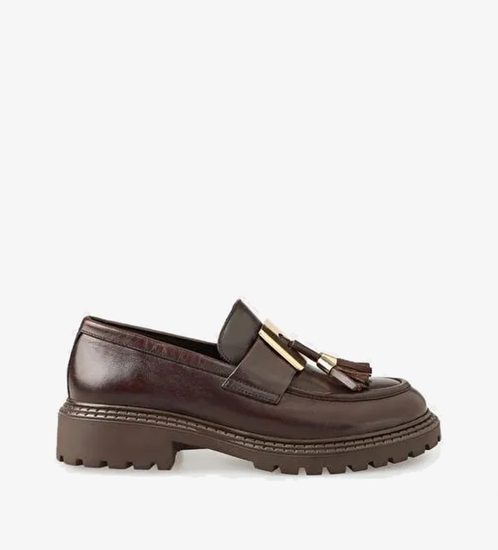 Kahve Deri Kadın Günlük Ayakkabı - Görsel 1