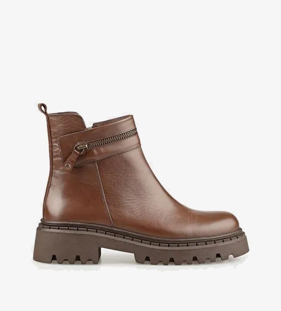 Kahve Deri Kadın Günlük Bot - Görsel 1