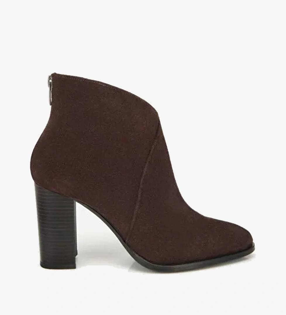 Kadın Süet Deri Kahverengi Bilek Detaylı Topuklu Bot 01BOH317680A480 - Görsel 1