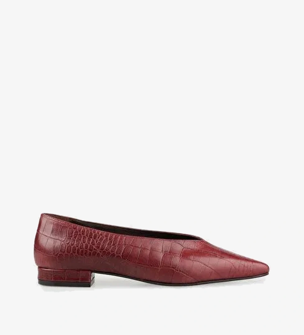 Bordo Deri Kadın Günlük Ayakkabı - Görsel 1