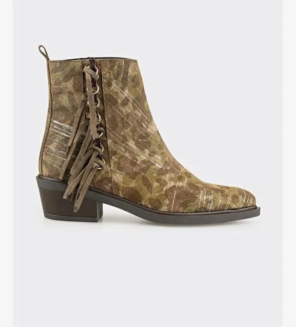 Yeşil Deri Kadın Western Bot - Görsel 1