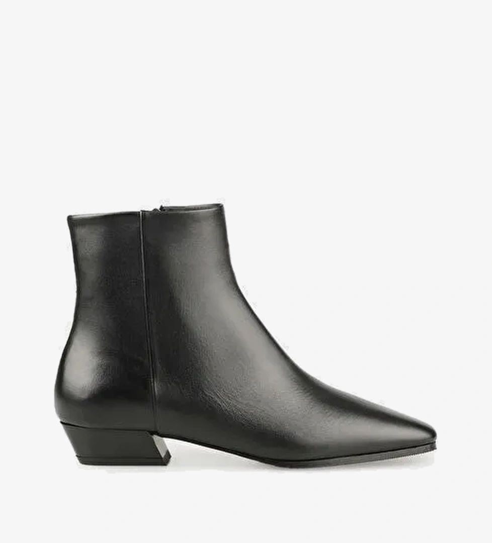 Siyah Deri Kadın Klasik Bot - Görsel 1