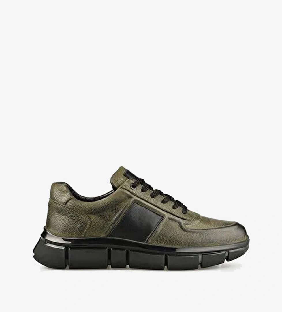 Haki Deri Erkek Spor Ayakkabı