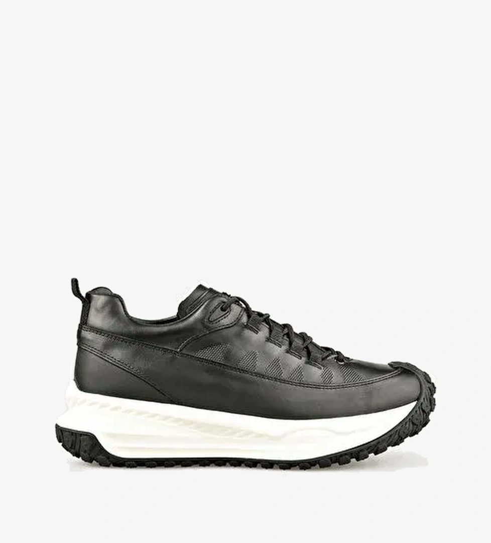 Siyah Deri Erkek Spor Ayakkabı - Görsel 1