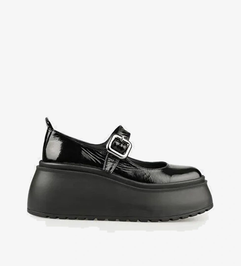 Siyah Deri Kadın Topuklu Ayakkabı - Görsel 1