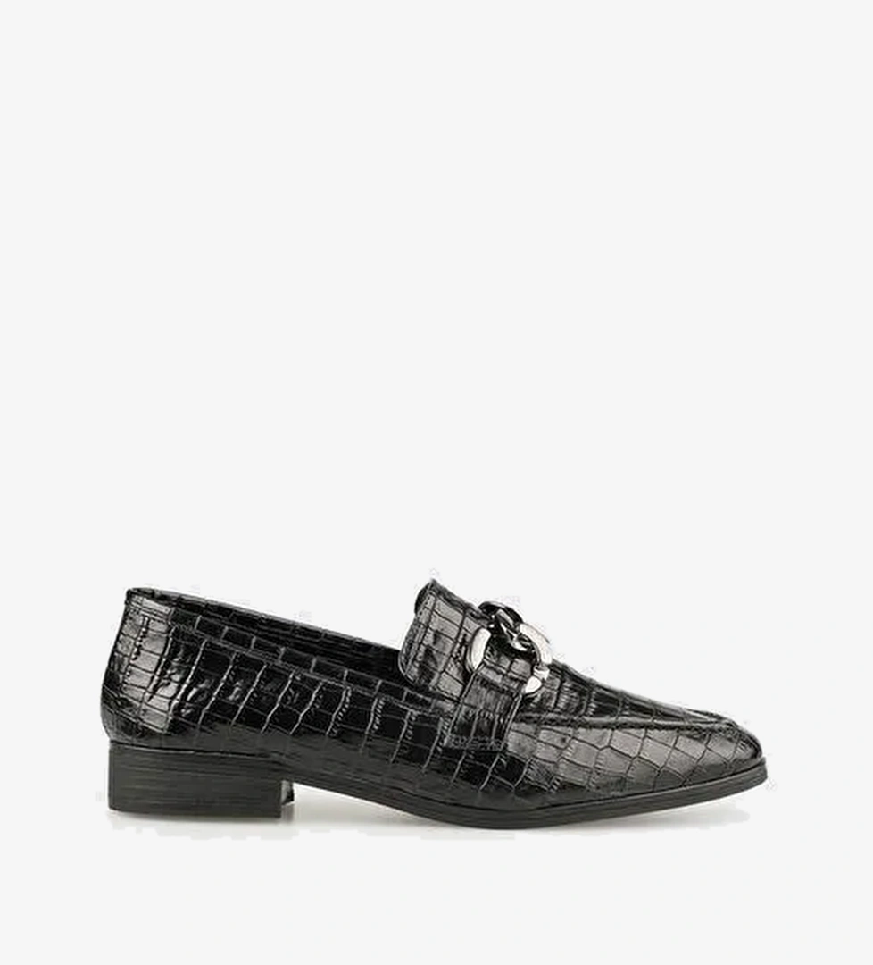 Siyah Deri Kadın Günlük Ayakkabı - Görsel 1