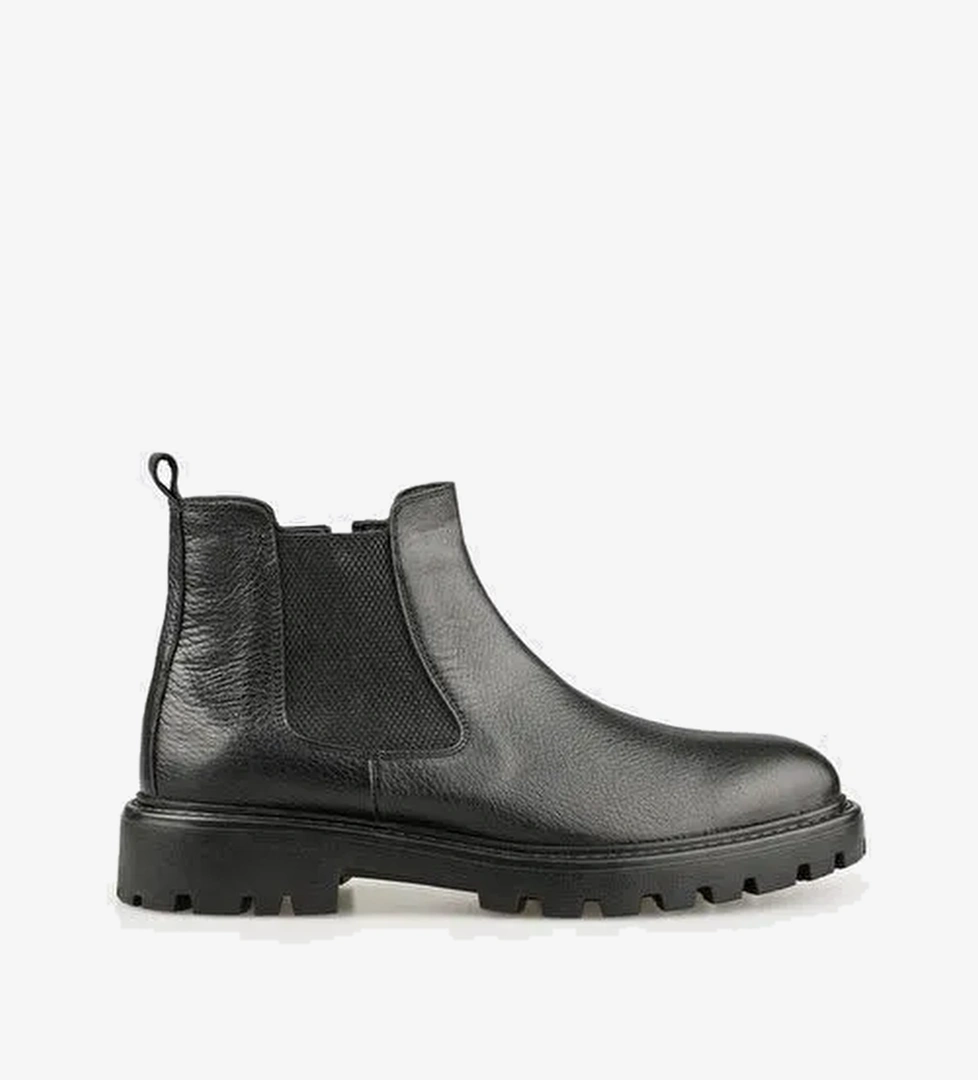 Siyah Deri Erkek Günlük Bot - Görsel 1