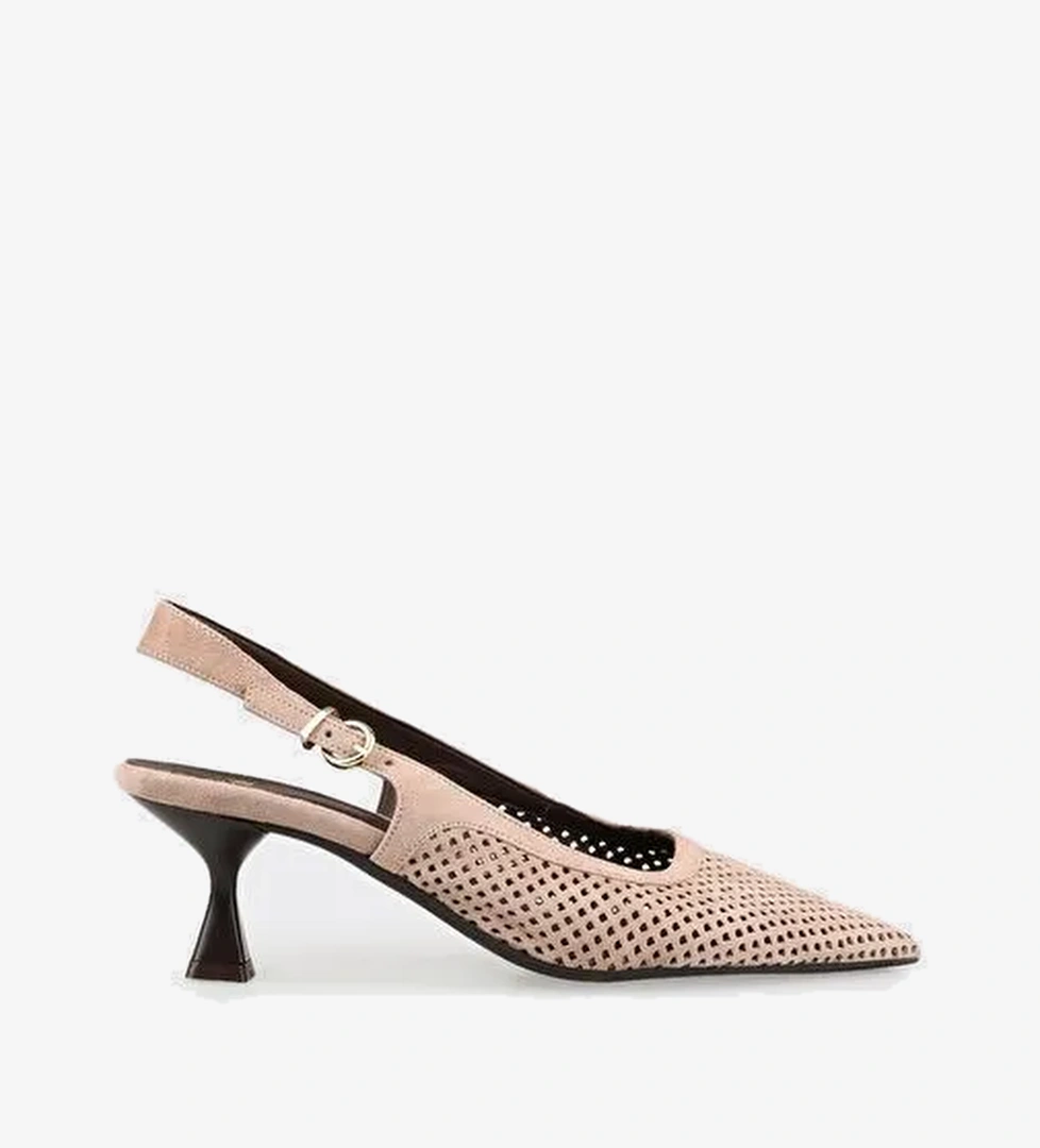 Vizon Deri Kadın Topuklu Ayakkabı - Görsel 1