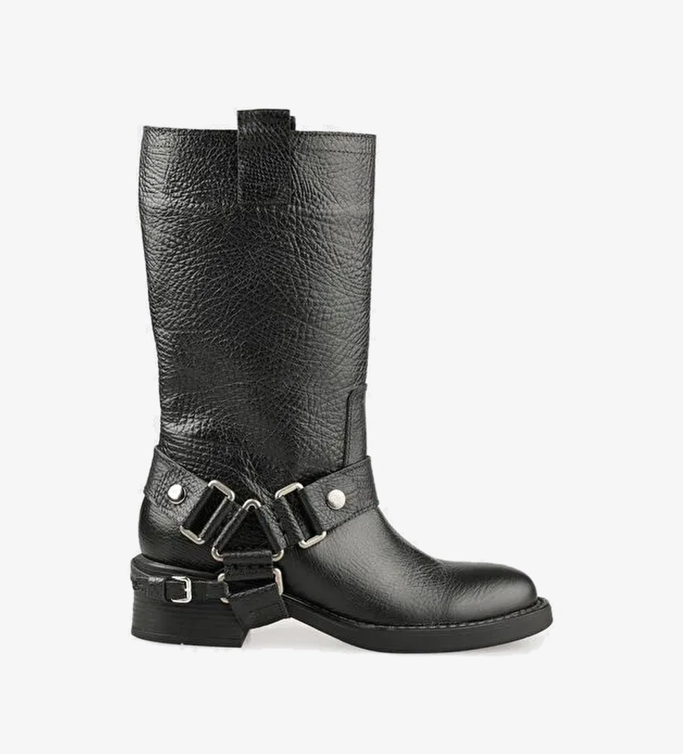 Siyah Deri Kadın Günlük Bot - Görsel 1