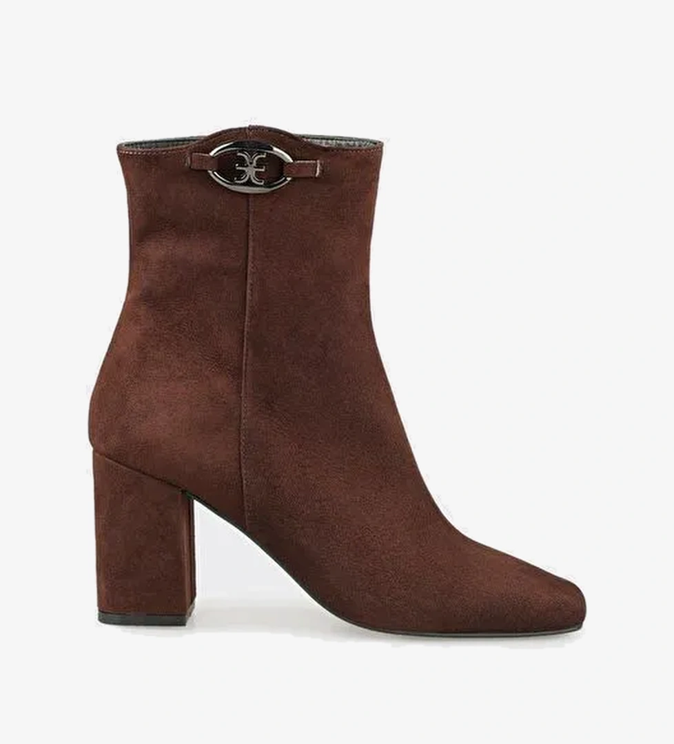 Kahve Deri Kadın Klasik Bot - Görsel 1