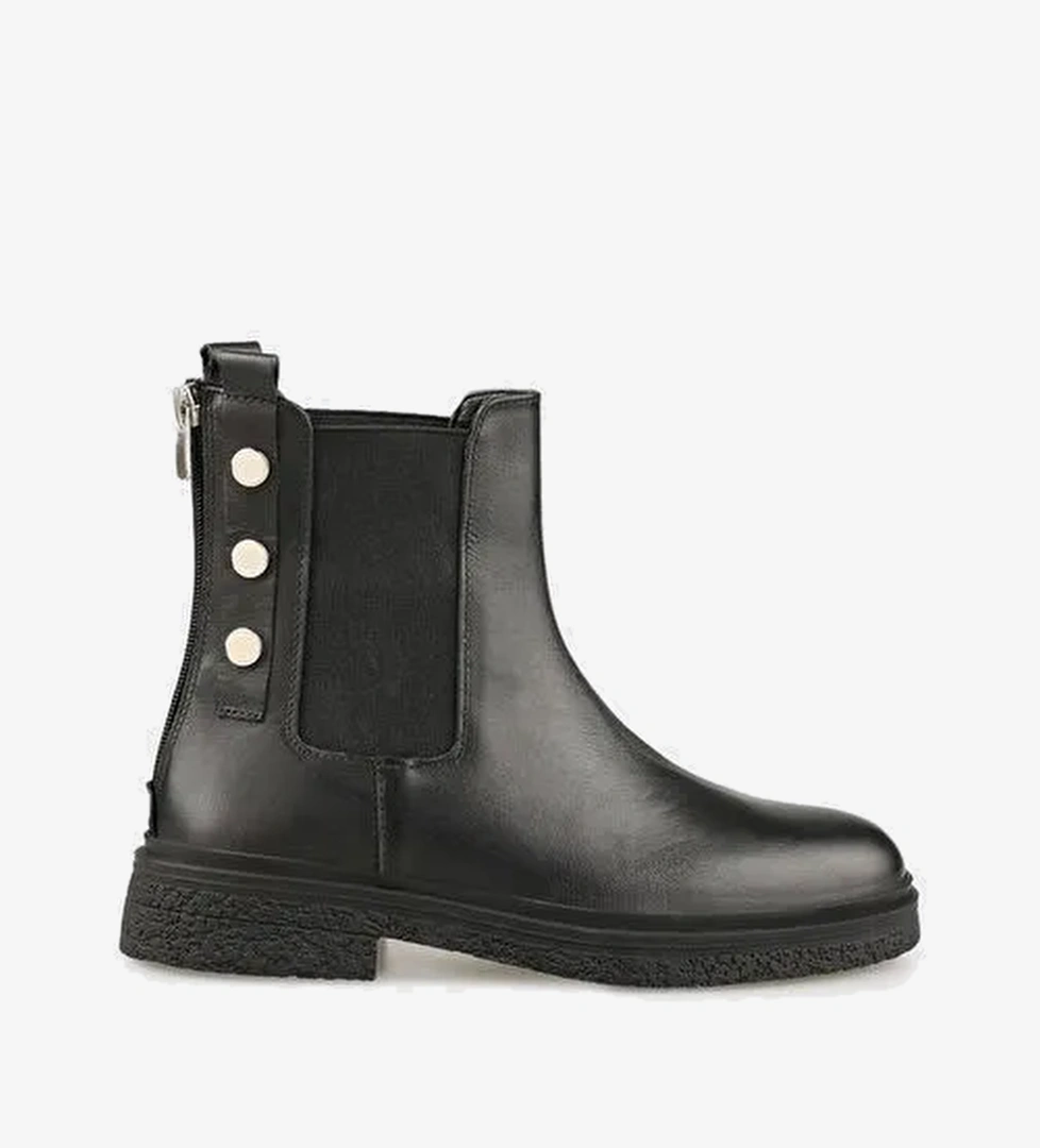 Siyah Deri Kadın Günlük Bot - Görsel 1