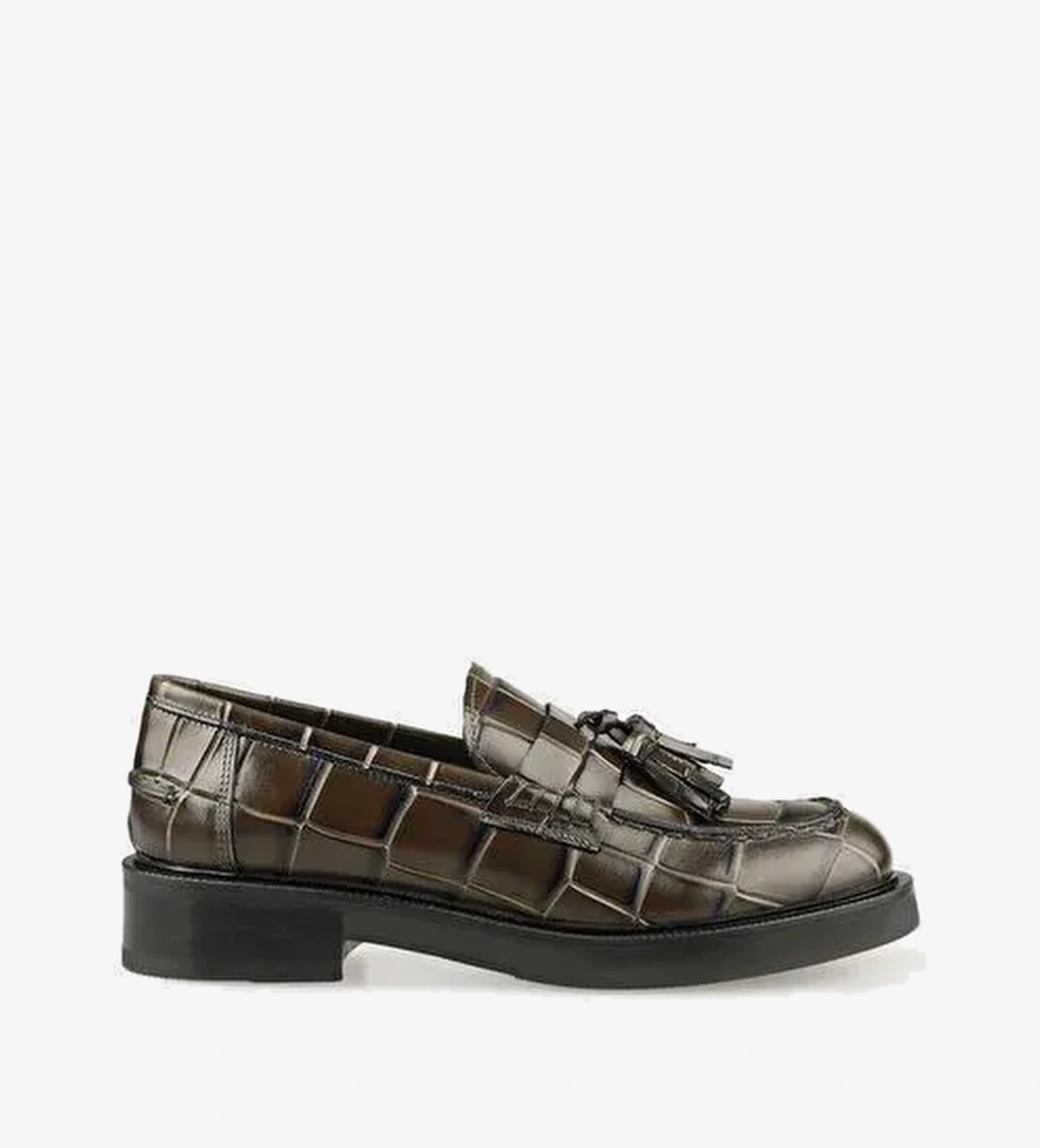 Yeşil Deri Kadın Günlük Ayakkabı - Görsel 1