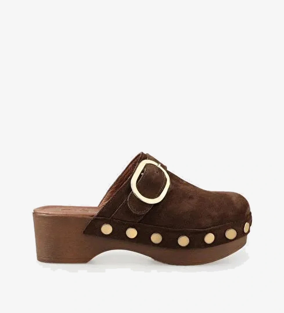 Kahve Deri Kadın Terlik - Görsel 1