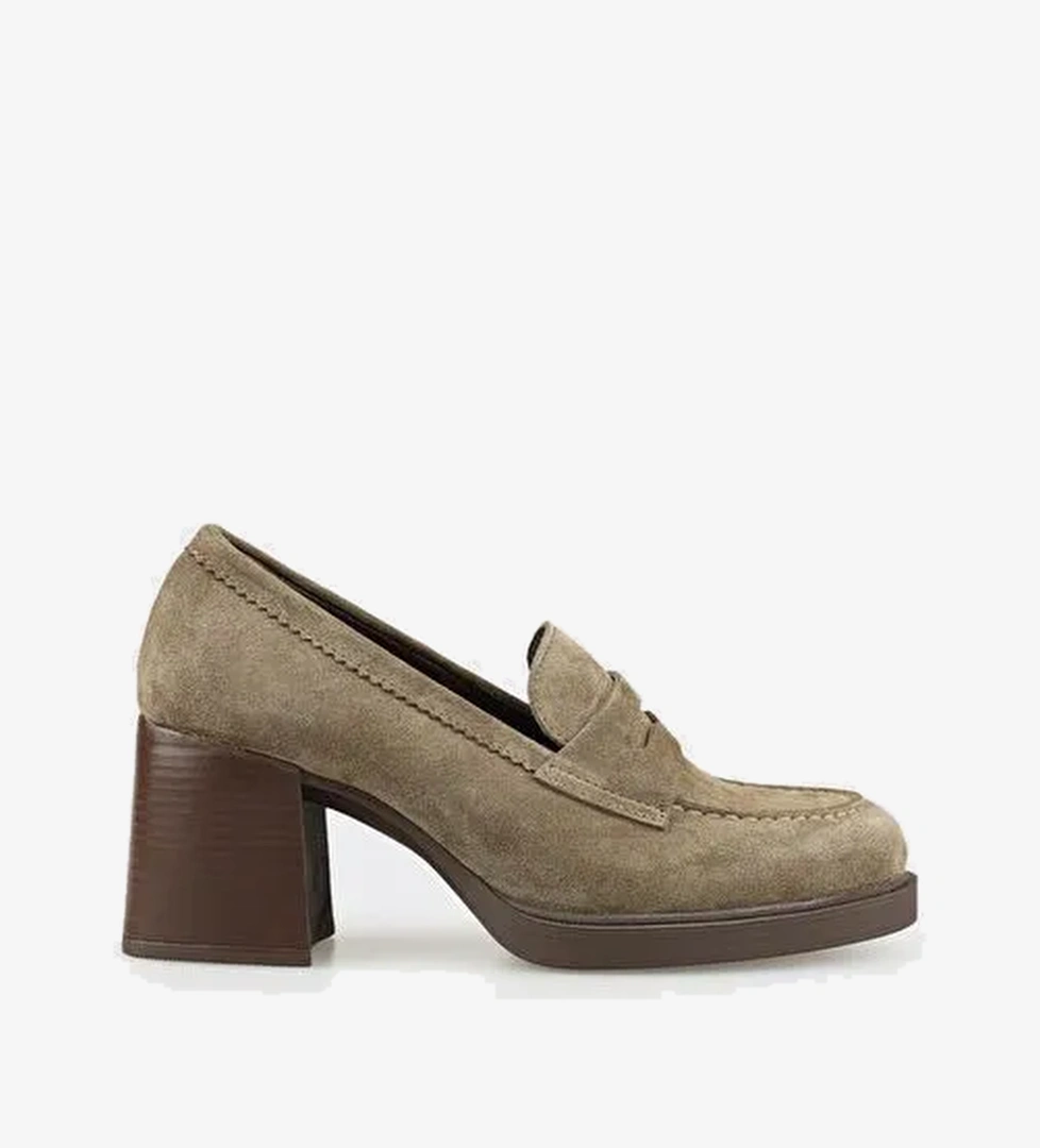 Haki Deri Kadın Ayakkabı - Görsel 1