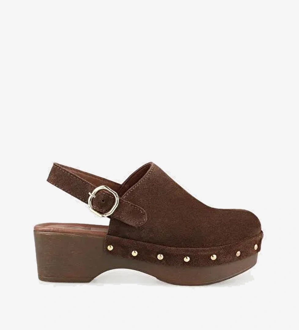 Kahve Deri Kadın Terlik - Görsel 1