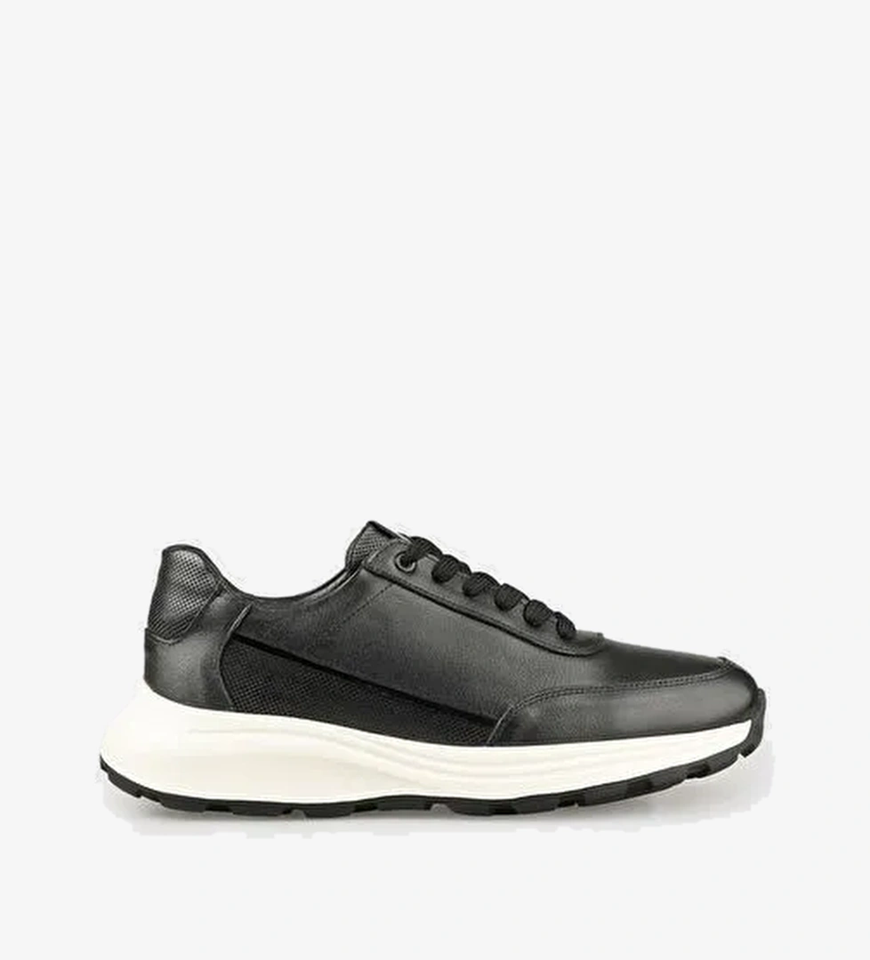 Siyah Deri Erkek Spor Ayakkabı - Görsel 1