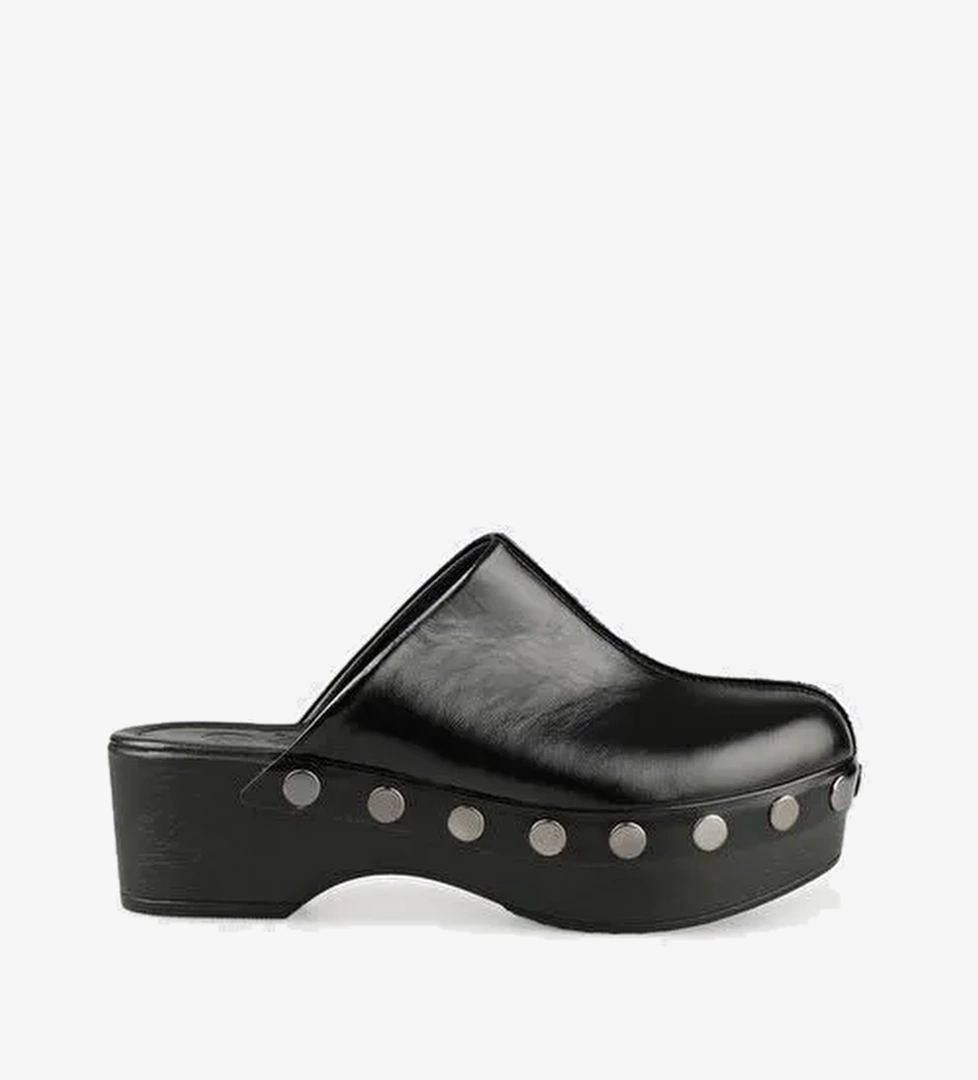 Siyah Deri Kadın Terlik - Görsel 1