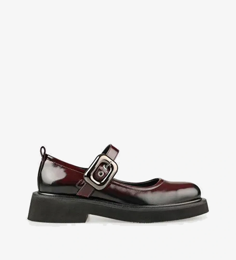 Bordo Deri Kadın Günlük Ayakkabı - Görsel 1