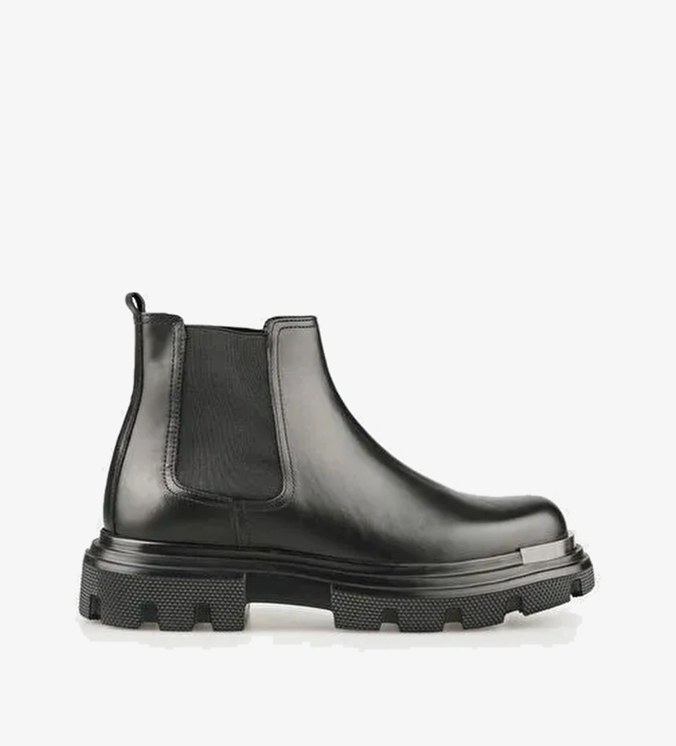 Siyah Deri Erkek Günlük Bot - Görsel 1