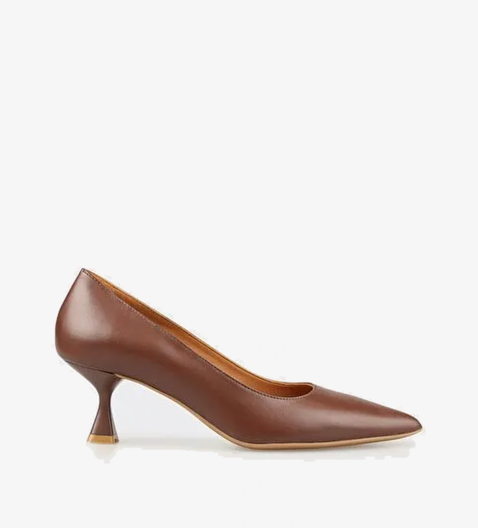 Kahve Deri Kadın Stiletto - Görsel 1