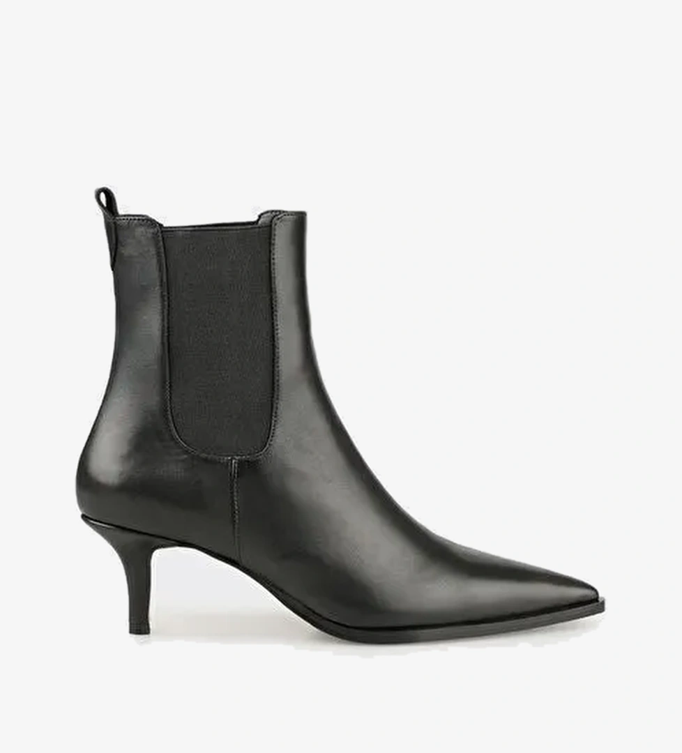 Siyah Deri Kadın Klasik Bot - Görsel 1