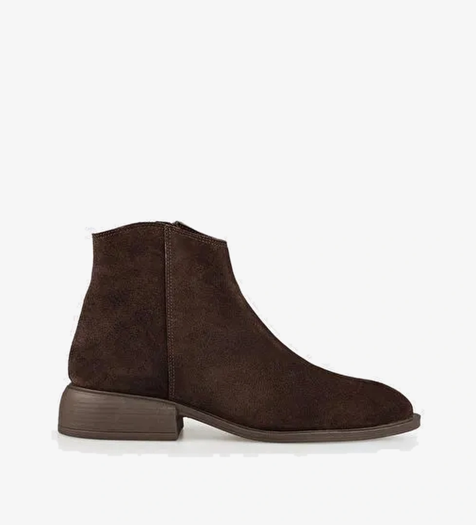 Kahve Deri Kadın Klasik Bot - Görsel 1