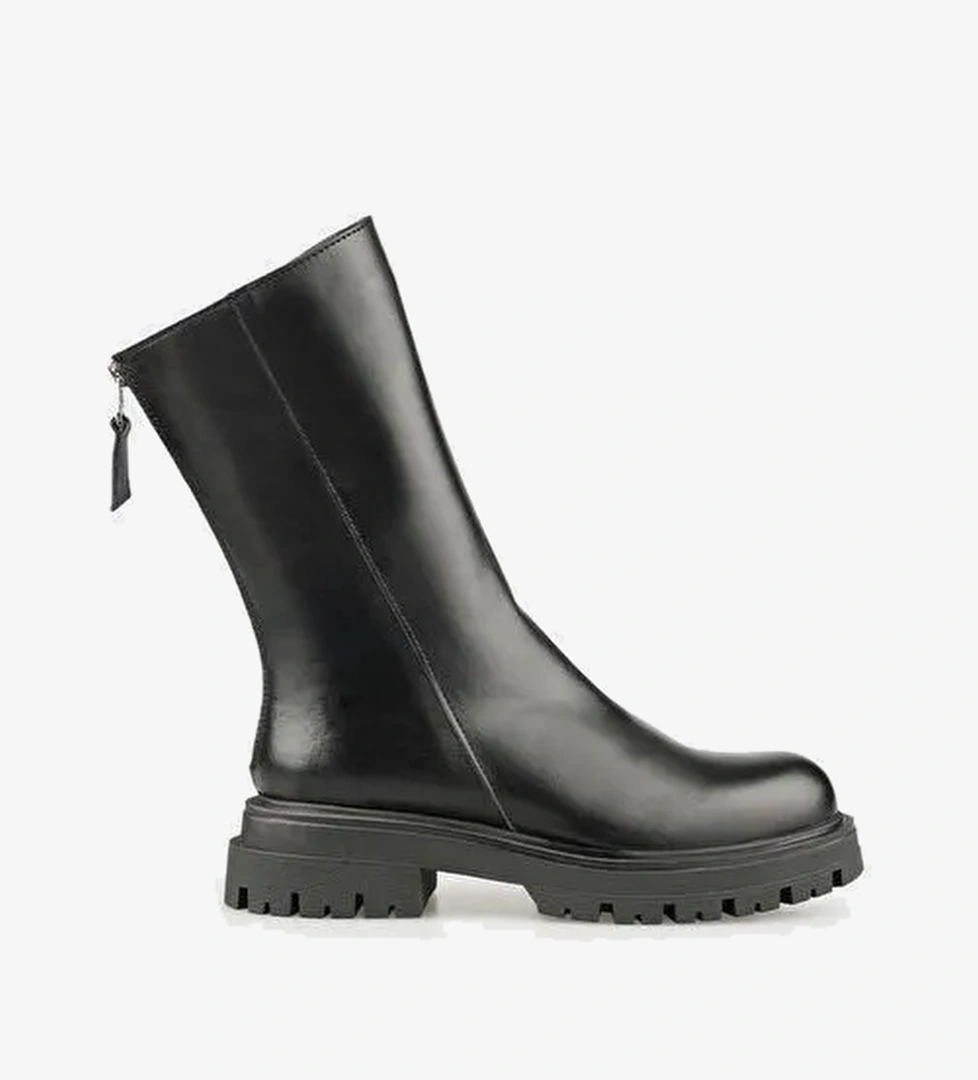 Siyah Deri Kadın Günlük Bot - Görsel 1