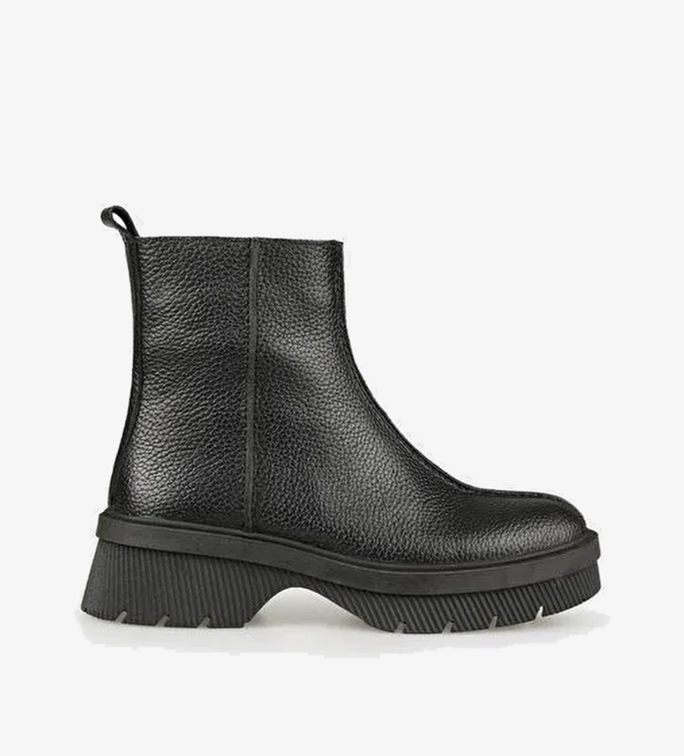 Siyah Deri Kadın Günlük Bot - Görsel 1