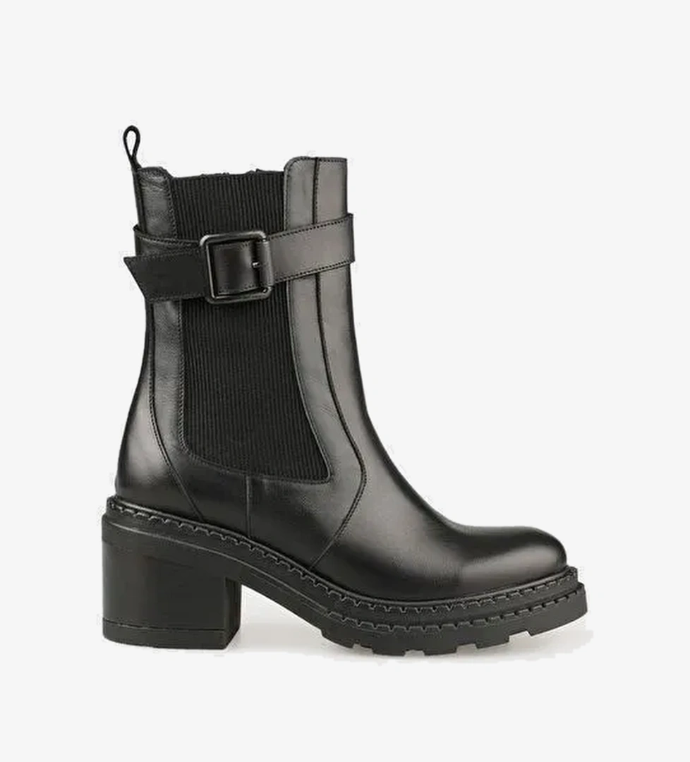 Siyah Deri Kadın Günlük Bot - Görsel 1