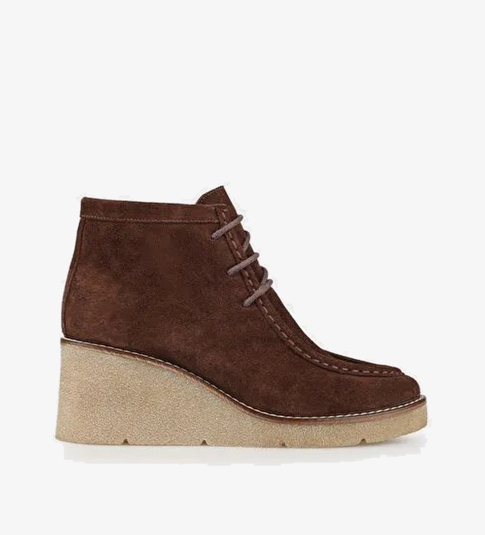 Kahve Deri Kadın Klasik Bot - Görsel 1