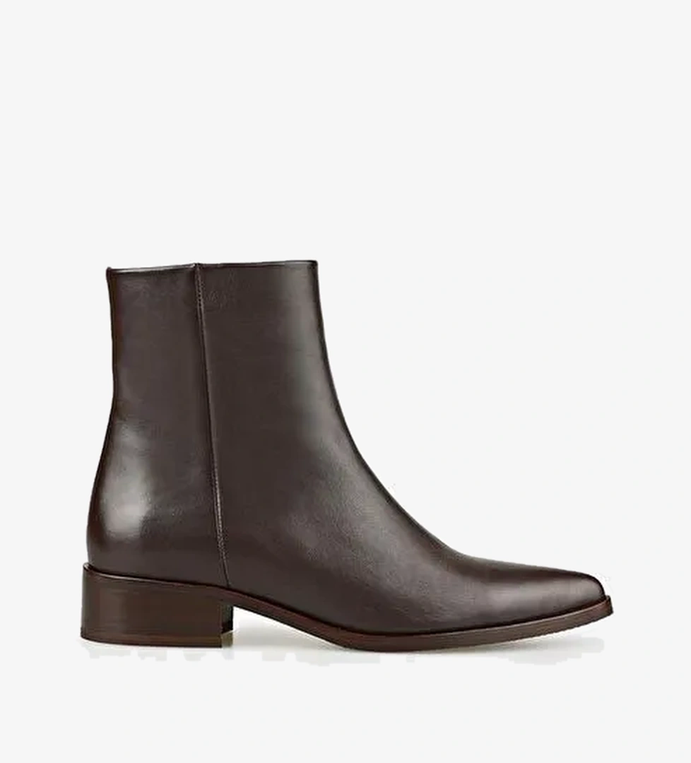 Kahve Deri Kadın Klasik Bot - Görsel 1