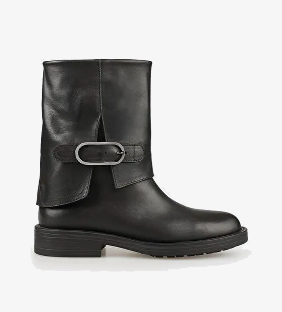 Siyah Deri Kadın Günlük Bot - Görsel 1