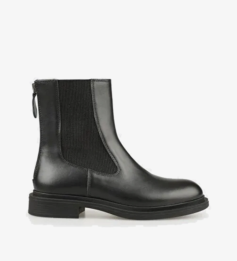 Siyah Deri Kadın Günlük Bot - Görsel 1