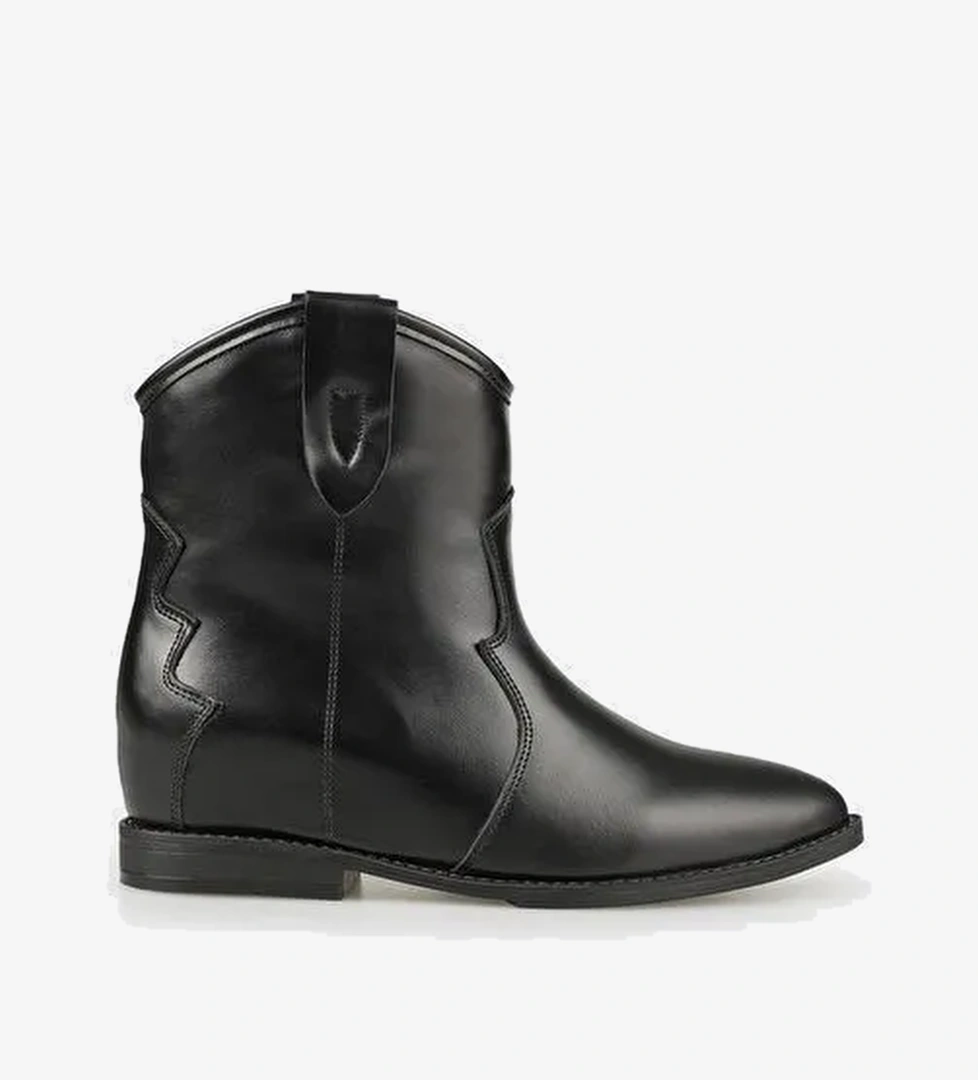 Siyah Deri Kadın Western Bot - Görsel 1