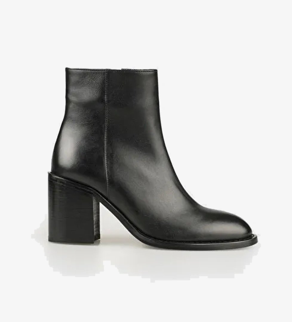 Siyah Deri Kadın Klasik Bot - Görsel 1