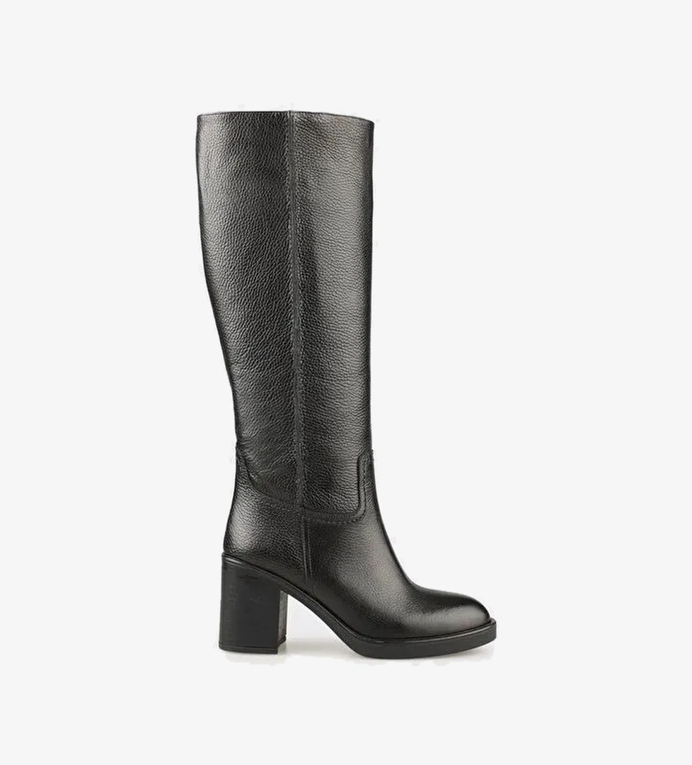 Siyah Deri Kadın Çizme - Görsel 1