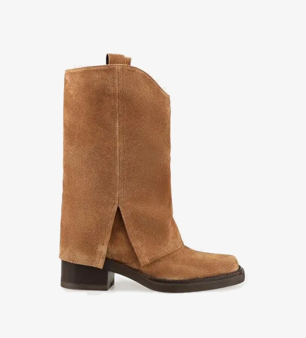 Taba Deri Kadın Western Çizme - Görsel 1