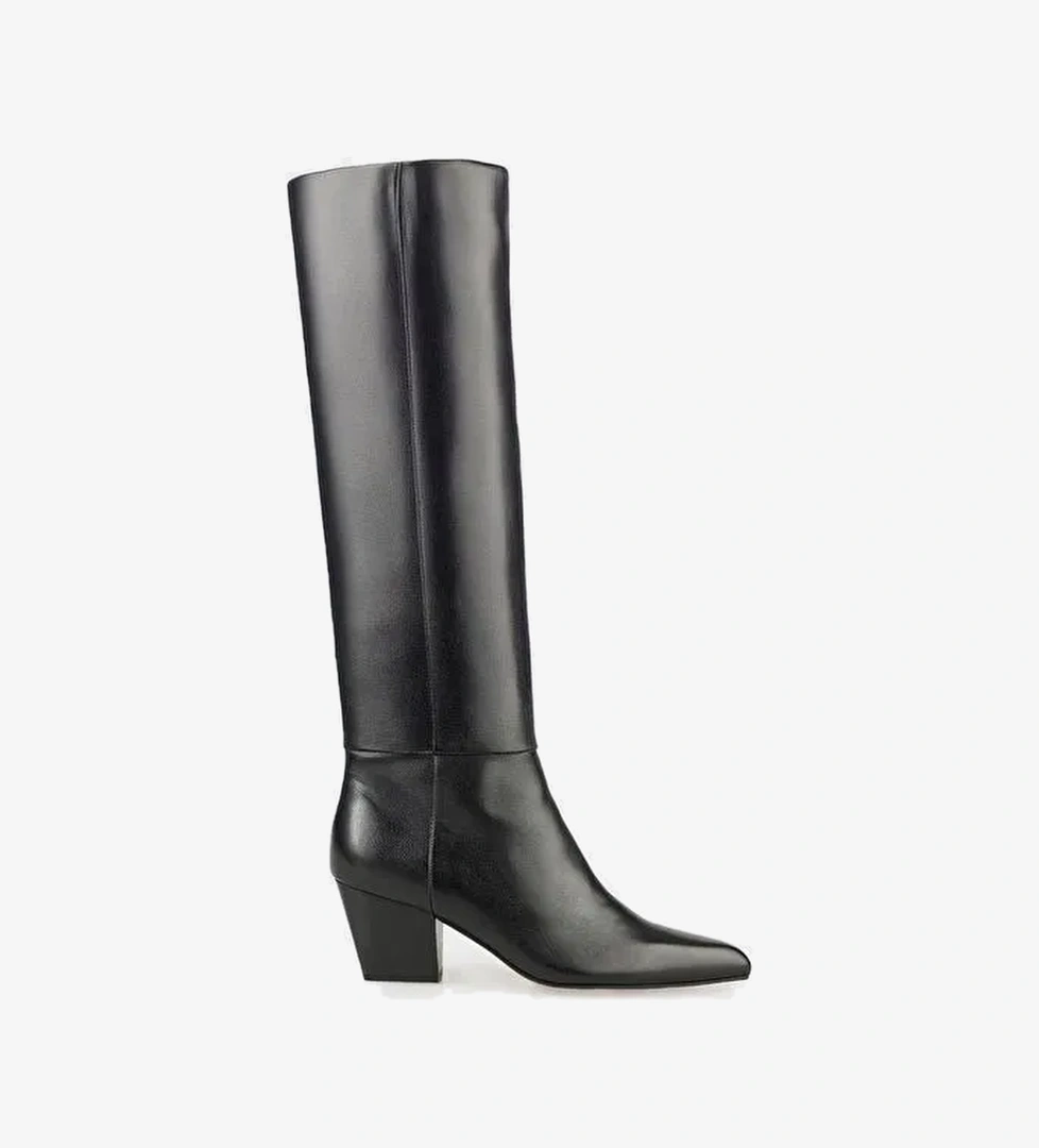 Siyah Deri Kadın Çizme - Görsel 1