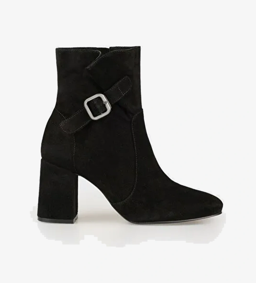 Siyah Deri Kadın Klasik Bot - Görsel 1