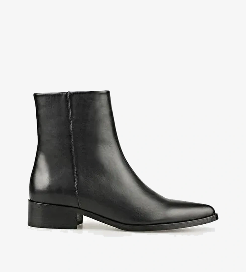 Siyah Deri Kadın Klasik Bot - Görsel 1