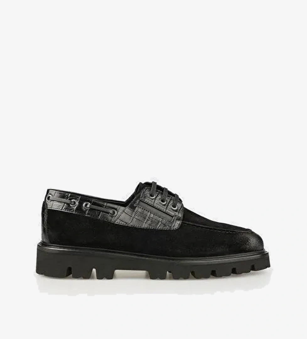 Siyah Deri Erkek Günlük Ayakkabı - Görsel 1