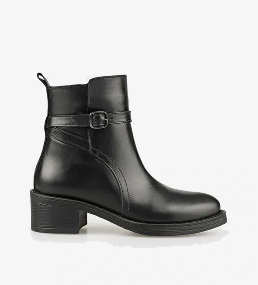 Siyah Deri Kadın Günlük Bot - Görsel 1